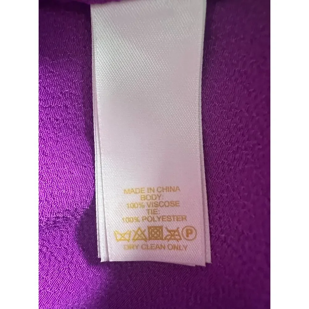 Kate Spade Selena Large Crepe Sleeveless Blouse Bajarose Purple Orange Back Tie